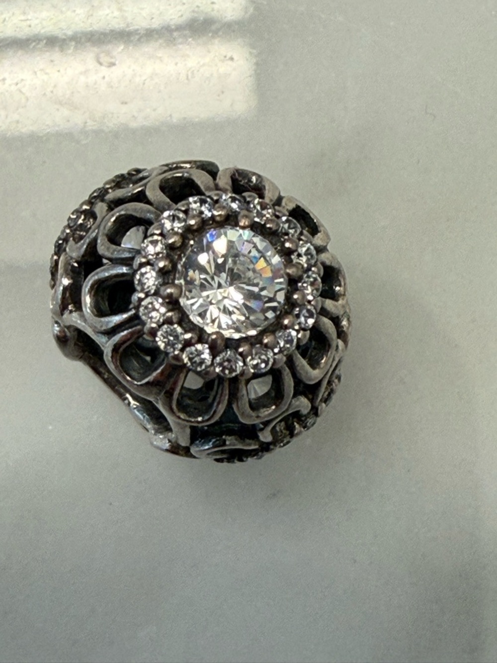 Pandora Floral Brilliance Charm. Sterling Silver & CZ - Picture 2 of 7